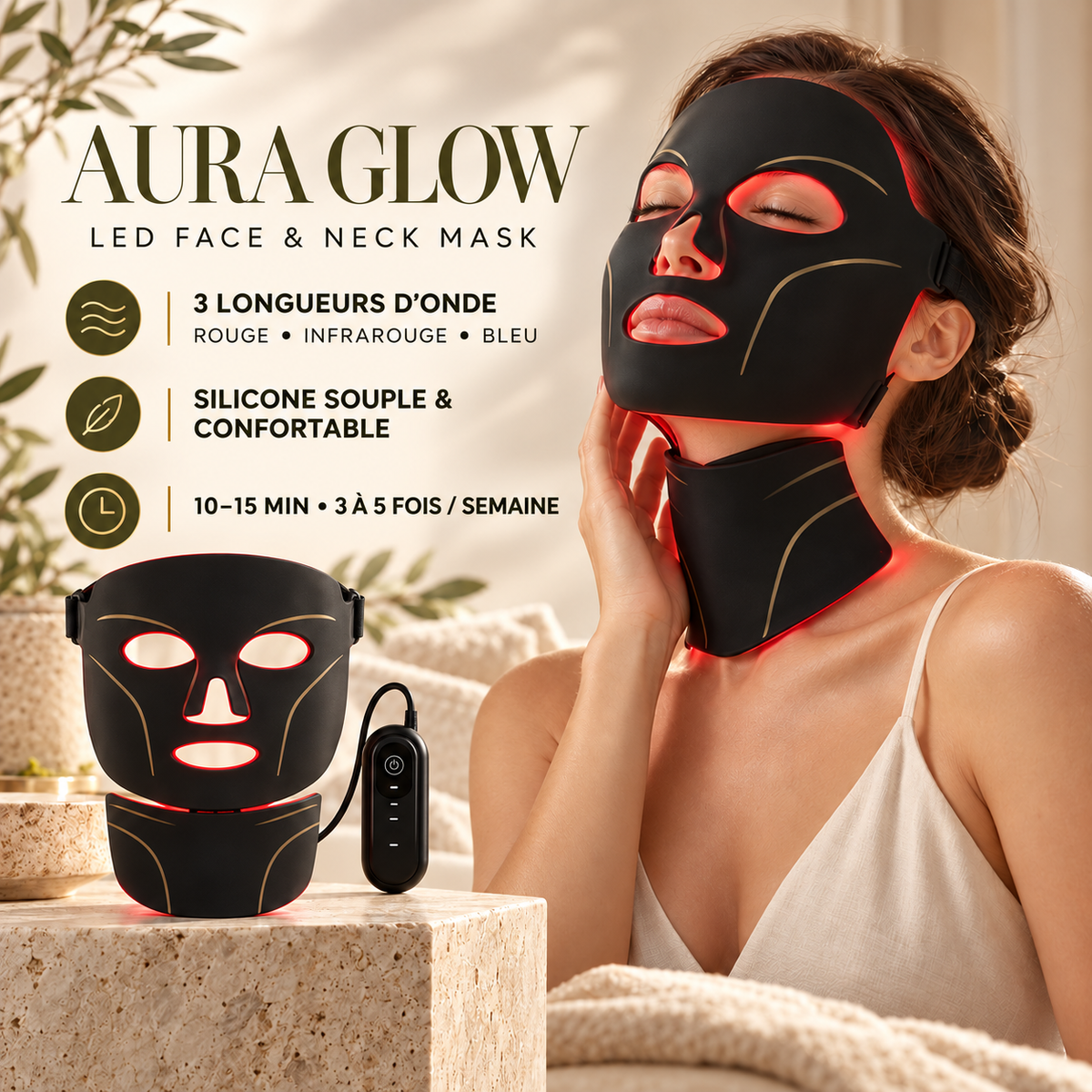 AURA GLOW™ – Masque LED visage & cou