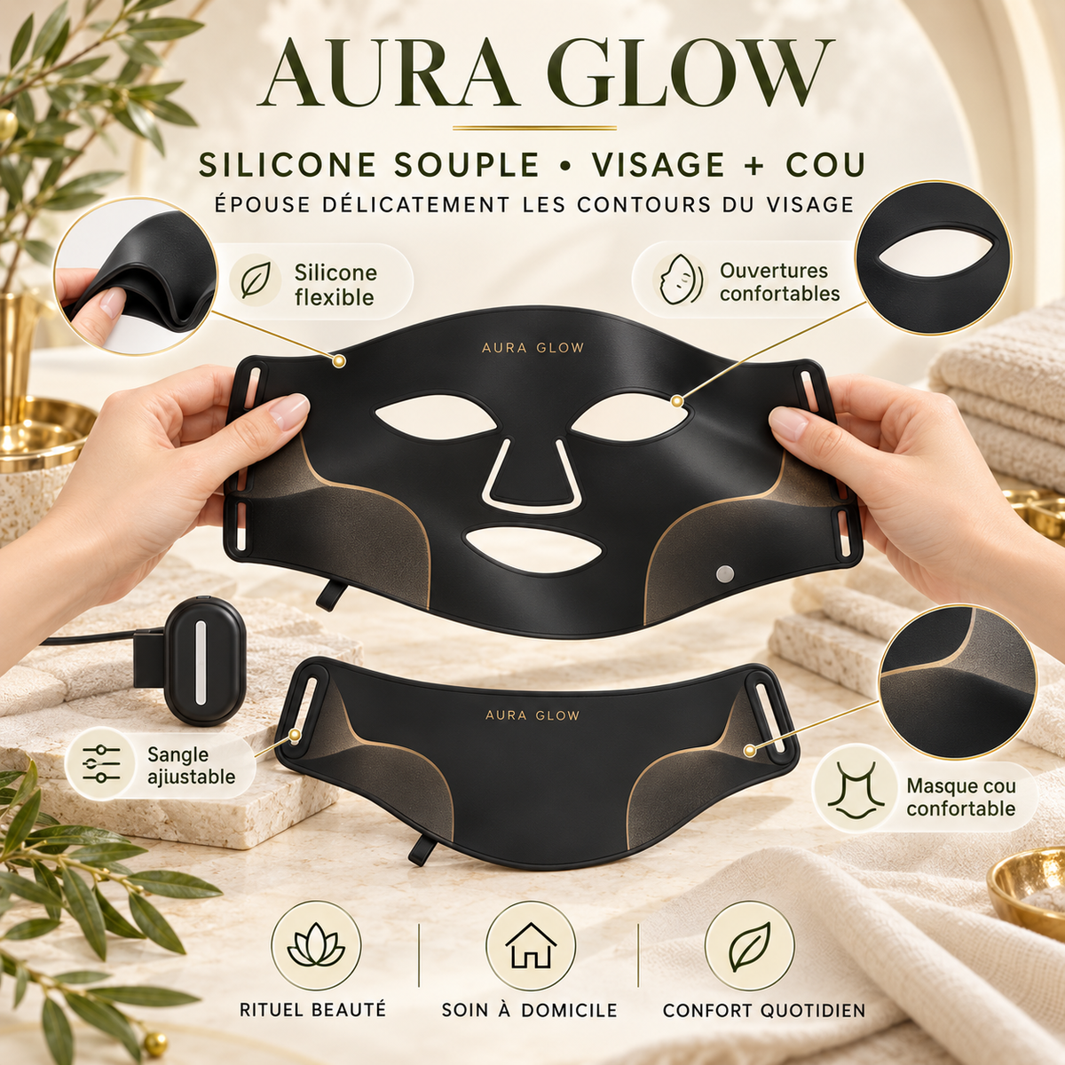 AURA GLOW™ – Masque LED visage & cou